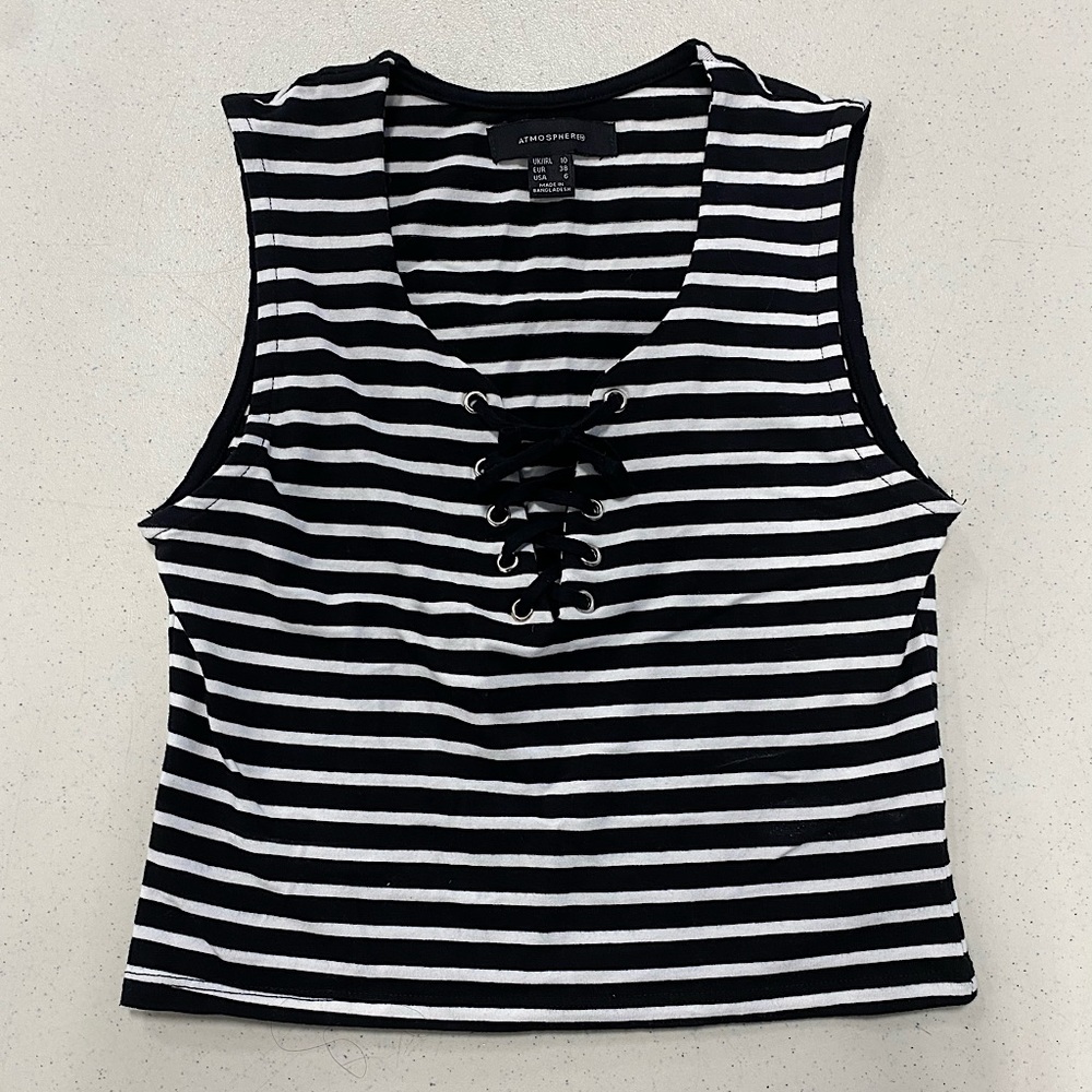Striped black and white crop top